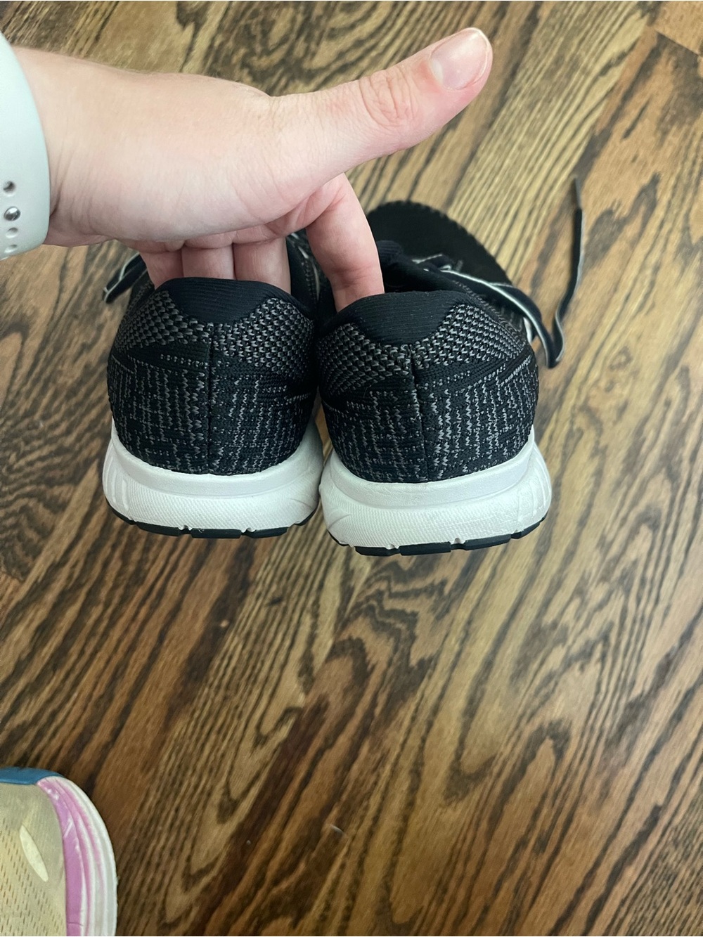 Black Womens Running Sneakers with White Accents - Picture 4 of 5